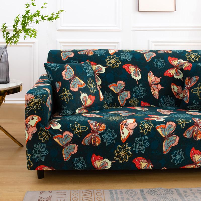 Printed Couch Cover Sofa Cover Elastic Slipcovers for Pets Chaselong Protector L Shape Anti-dust Machine Washable