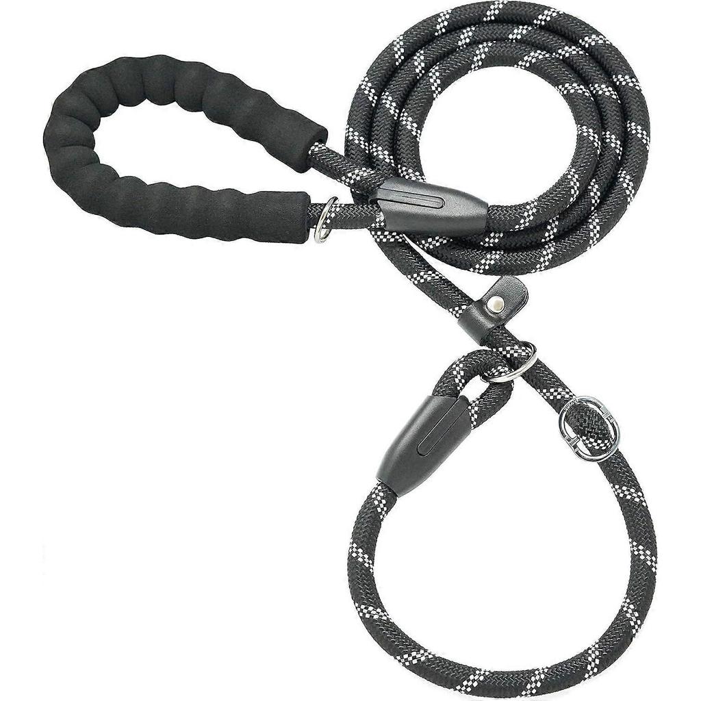 Durable Slip Lead Dog Leash with Padded Handle and Highly Reflective Threads, No Pull Dog Training Leash, (1/2" x 6 FT, Black)