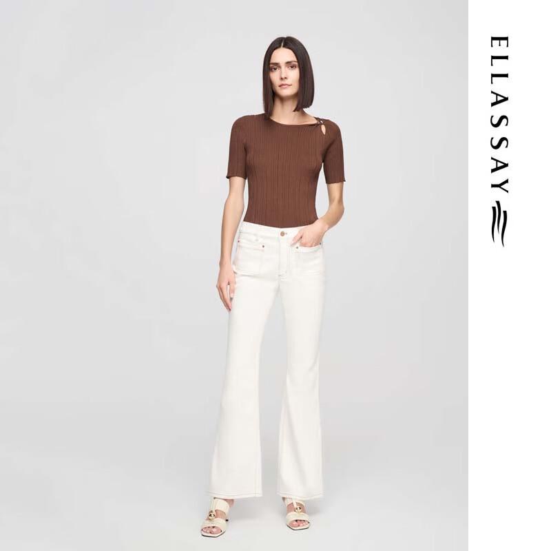 ELLASSAY Women's Slim Fit Hollow-Out Knit Top