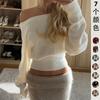2026 Asymmetrical Off-Shoulder Sweater Women Casual Design Solid Color Long Sleeve
