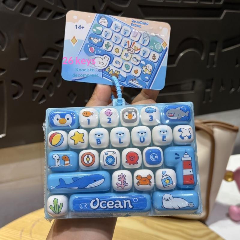 26-Key Stress Relief Keyboardtoy Keychain Non-Stop Happiness Student Children Birthday Gift Small Pendant Accessory