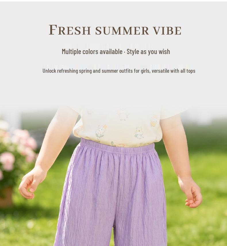 Girls' Stylish Lace Straight-Leg Pants - Casual Outerwear for Little Girls