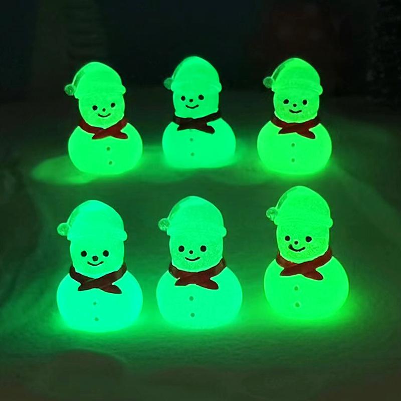 Christmas Cute Glow-in-the-dark Little Snowman Snow Scene Ornament Desktop Decoration Accessory