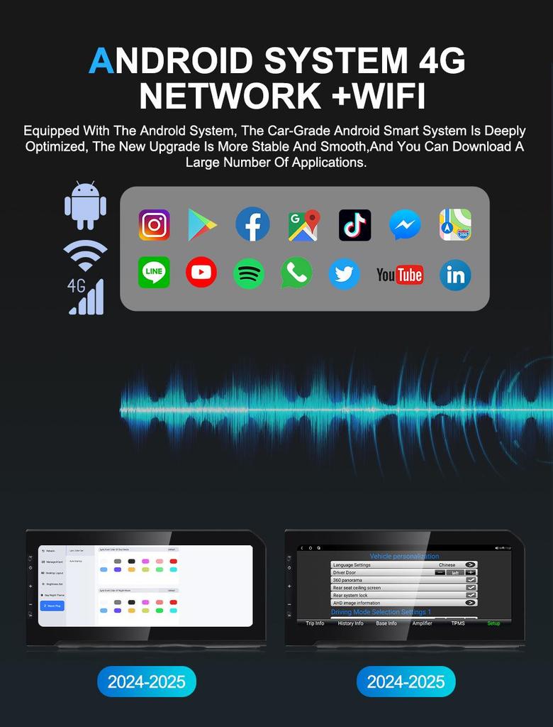 Toyota Prado 12.3-inch Android Infotainment System with Wireless CarPlay & Navigation.