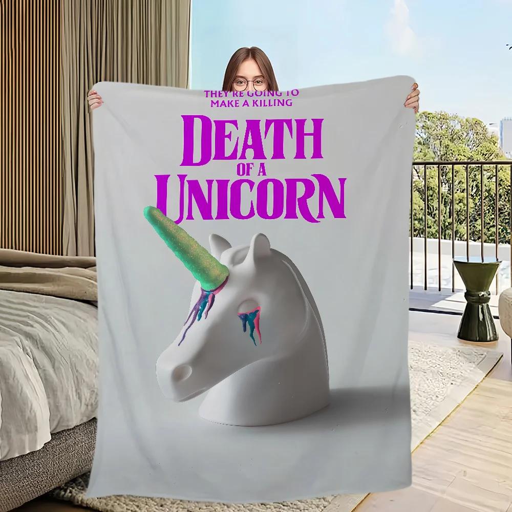 Warm Flannel Horror Unicorn Plush Throw Blanket for Sofa Living Room Movie Office Bedroom Travel Gift