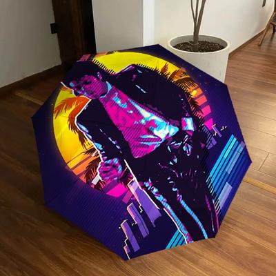 1pc Michael Jackson Automatic Folding Umbrella, Portable Collapsible Design, Casual Outdoor Accessory L1202017