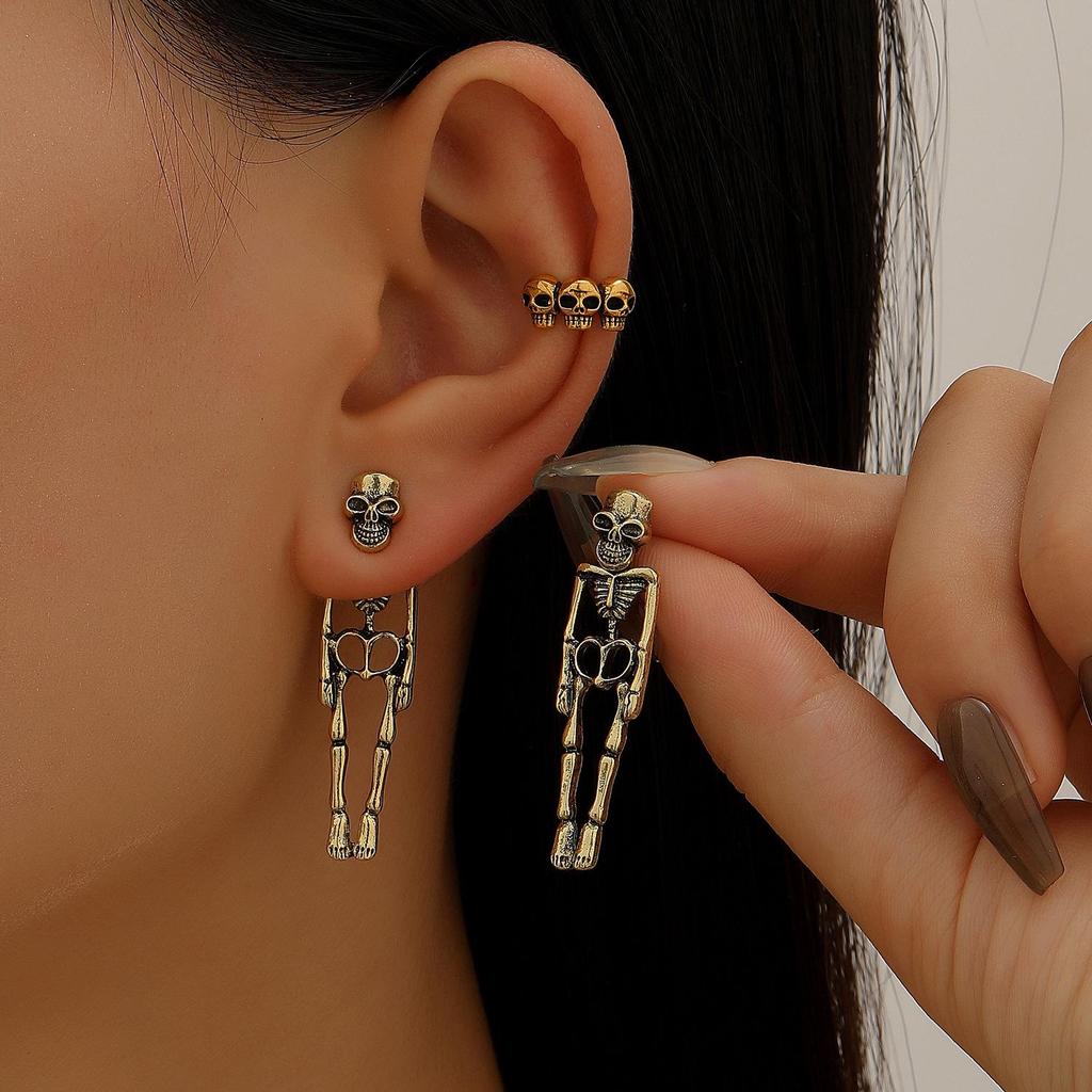 Retro Gothic Skull & Spider Ear Bone Clip - No Piercing Needed