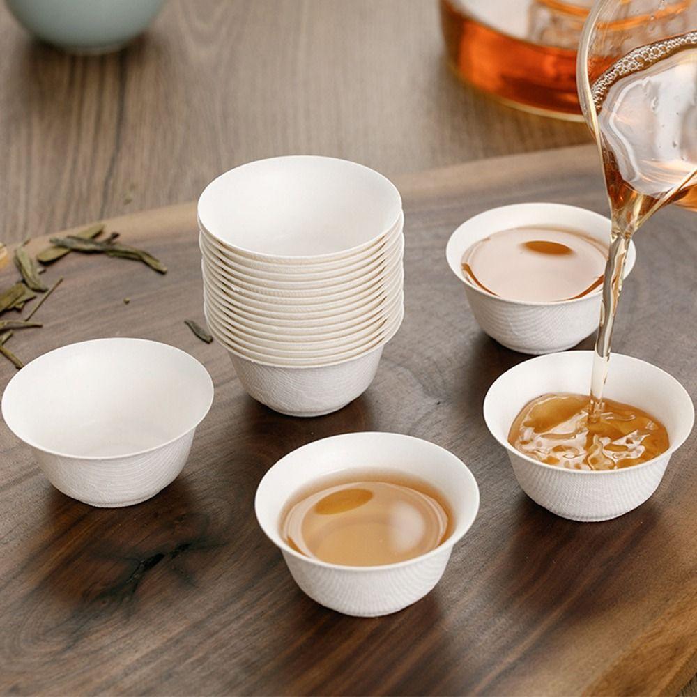 50Pcs 60ML Disposable Kung Fu Tea Cup Thickened Eco-Friendly Drink Cup Biodegradable High Temperature Resistant Water Cup Travel