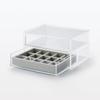 MUJI Stackable Velour Case with Lattice Design, for Acrylic Cases, Gray, 155cm (W) x 12cm (D) x