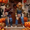 Halloween Skeleton Ornament Decorations Poseable Joints Decor With Glowing Eyes Music Party Supplies Creative Halloween Toys