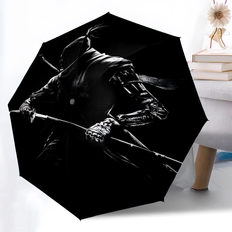 1pc Sekiro Shadows Automatic Umbrella 8 Rib Portable Folding Black Iron Frame for Outdoor, Beach, Travel, Beach Umbrella 216
