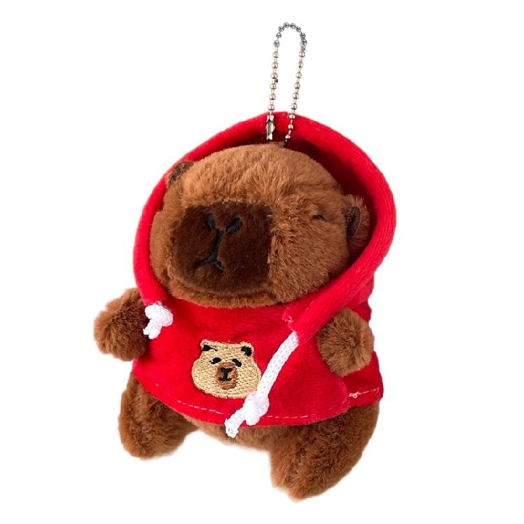 Lovely Hangings Decorations Sweet Plush Hoodies Capybara Keychain Pendant Keyring Decoration Bag Hangings Ornament