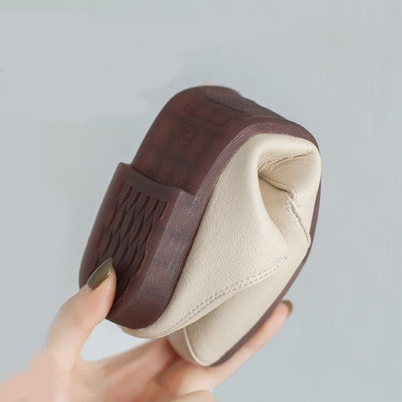 Damskor med fyrkantig tå, enfärgade, för damer, mjukt läder, mjuk sula, låg klack, halkfria, bekväma skor