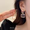 Simple transparent square crystal earrings Internet celebrity stud earrings niche design new earrings women