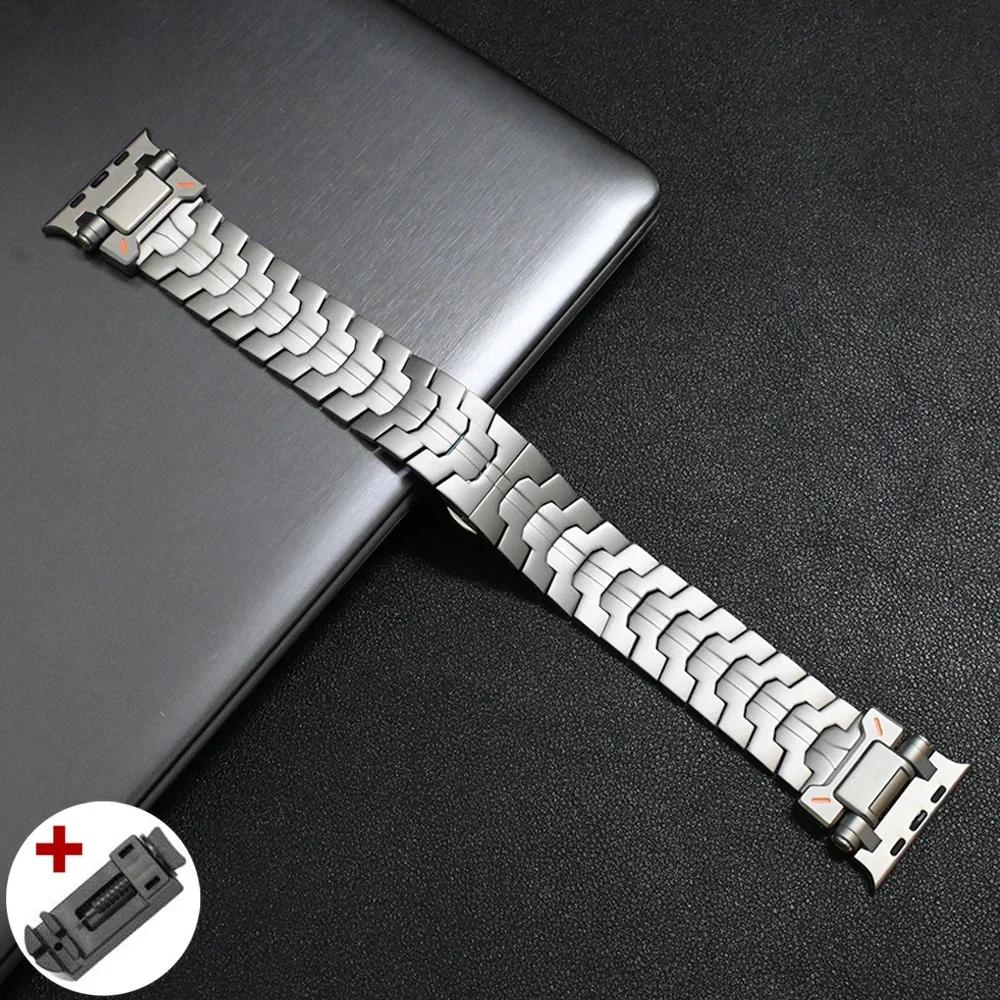 Titanový článkový náramek pro Apple Watch Ultra3 49mm 45mm 44mm 46mm Nerezový řemínek pro Iwatch Series 11 10 9 8 7 6 Se