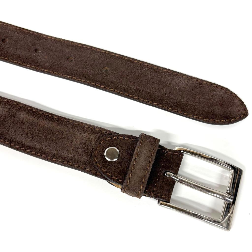 [FashionBerry] Brown A Italian-made Genuine Leather Suede Thin Belt for Men and Women. Italian Leather Belt for Business, Formal, and Casual Wear.