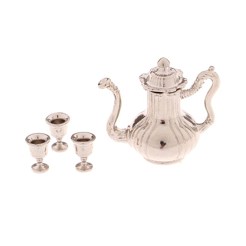 1Set 1:12 Puppenhaus Miniatur Weinset Weinkrug Teekanne Mini Flakon mit Tasse Geschirr Modell Dekor Spielzeug Puppenhaus Zubehör