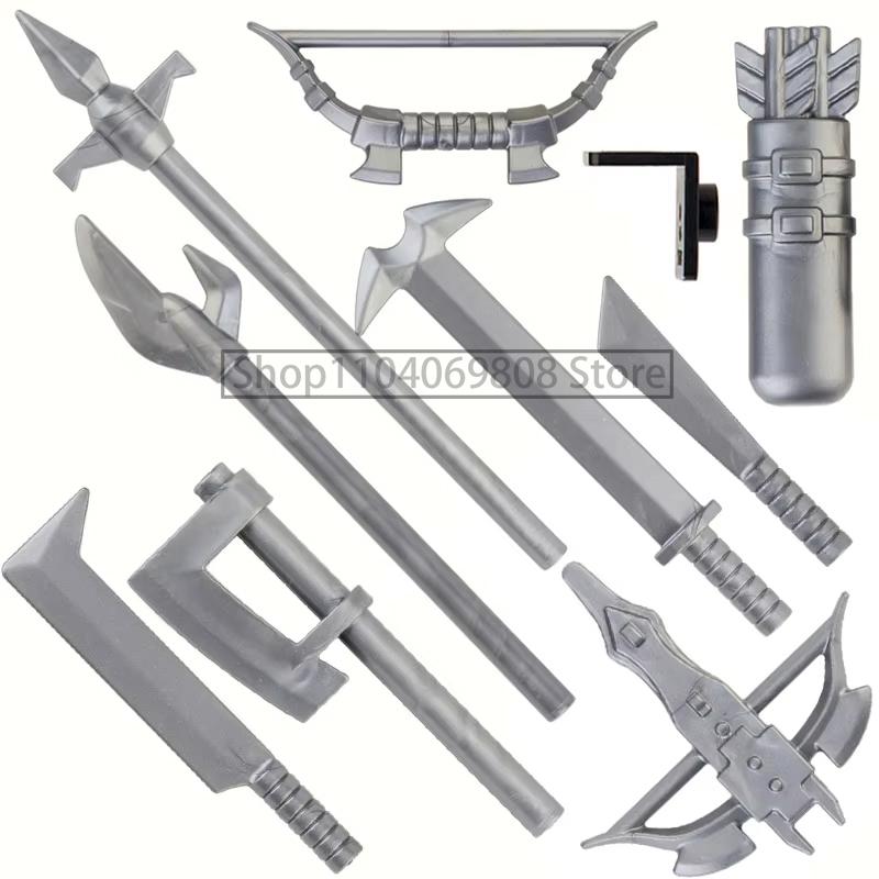 MOC Military Building Blocks Medieval Soldiers Knight Figures Weapons Accessories Witc Hat Helmet Shield Spear DIY Brick Toy T10