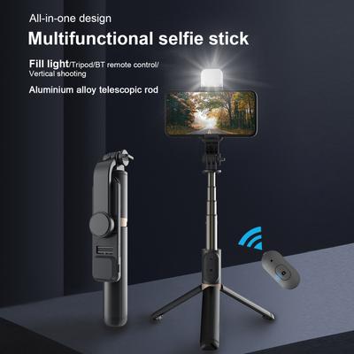 Aluminum Alloy Wireless BT Remote Control Selfie Stick Multifunctional Portable Tripod Stand with Fill Light for Selfie