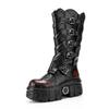 Fashion NewRock Punk Metal - Decorated Boots, Handmade Leather Platform Knee - Highs