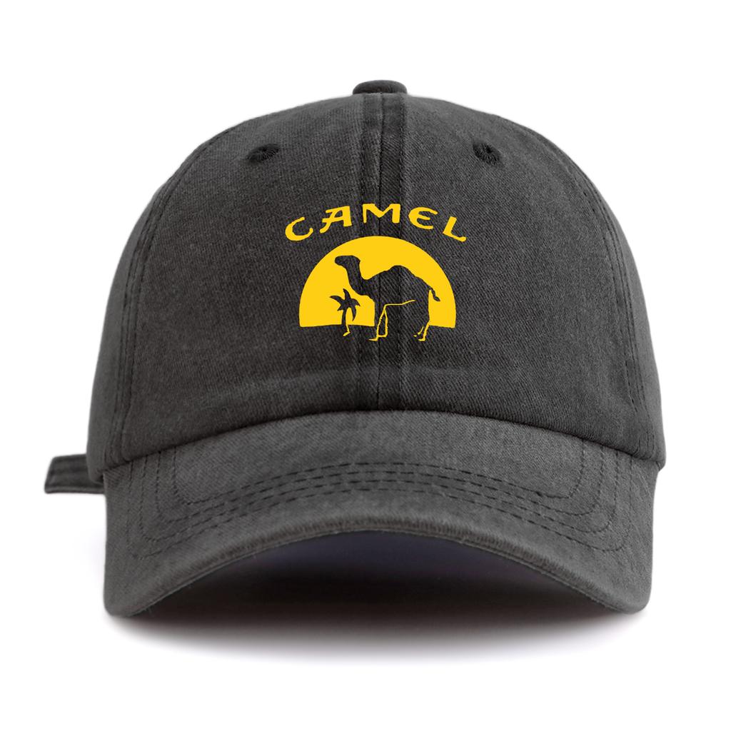 1 Stück gewaschene Baseballkappe mit Kamelprint für Erwachsene, minimalistischer Retro-Stil, lässig, weich, verstellbar, Papa-Hut, perfekt als Geschenk