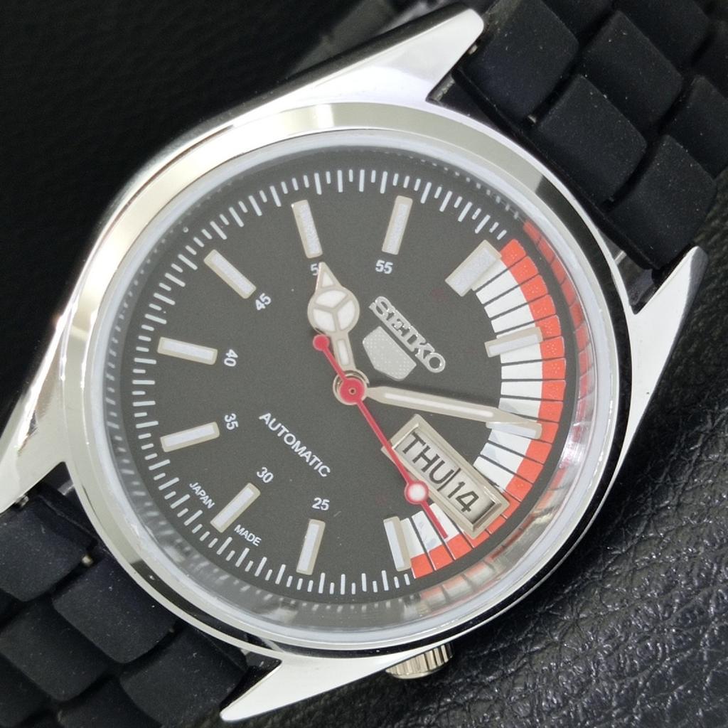 REFURBISHED SEIKO 5 AUTOMATIC 6309A VINTAGE JAPAN MENS BLACK WATCH a441131-4 Sk-a441131