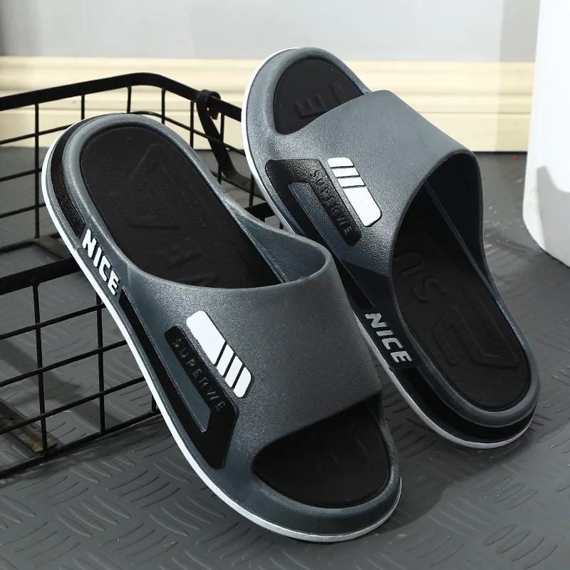 2024 New Men's Slippers Anti-Slip Deodorant-Free Outer Wear Bathroom Home Trendy Summer Slippers PVC Base PVC Face Material