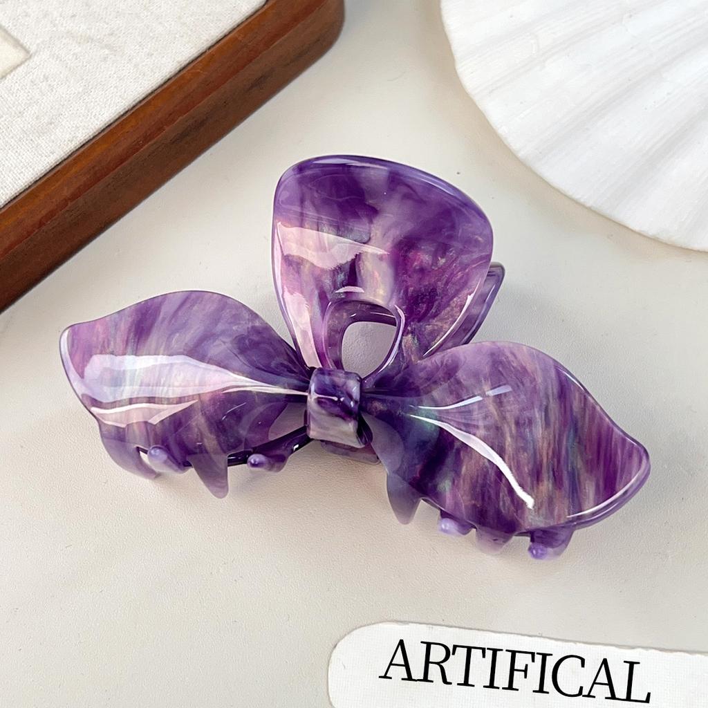 Elegant French-style Bow Hairclip Colorful Acrylic Hair Claws Crab-claw Clip, Updo Hairpin High-quality Women's Hair Accessories