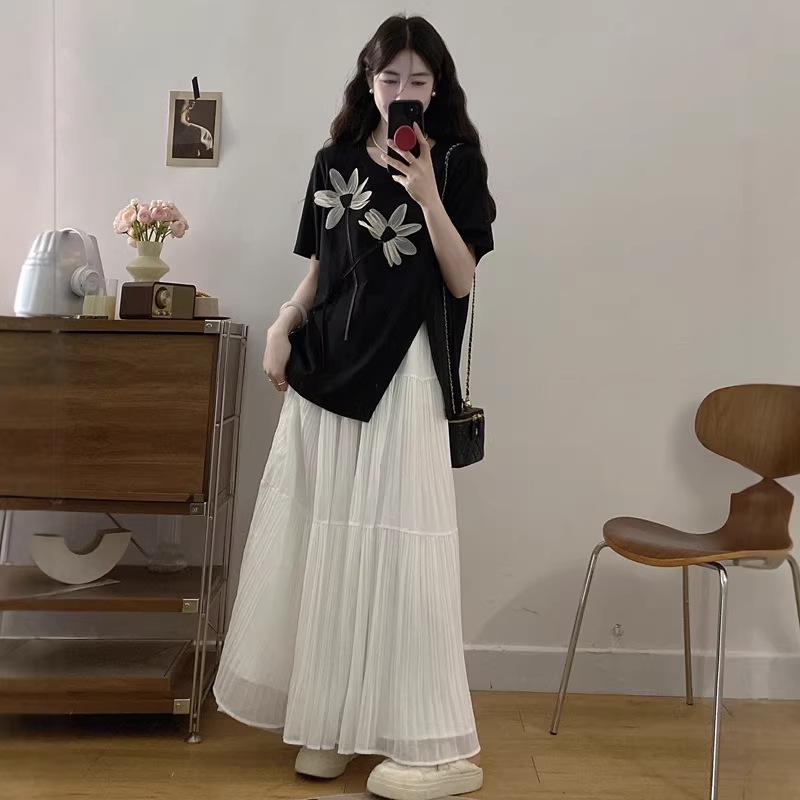 

Plus Size Summer Floral 3D Top & Slimming Skirt Two-Piece Set for Women L