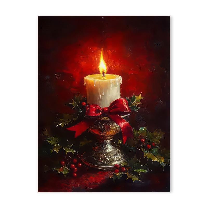 Vintage Red Christmas Tree Truck Candle Decorative Posters Merry Christmas Canvas Painting Living Room Wall Art Holiday Decor