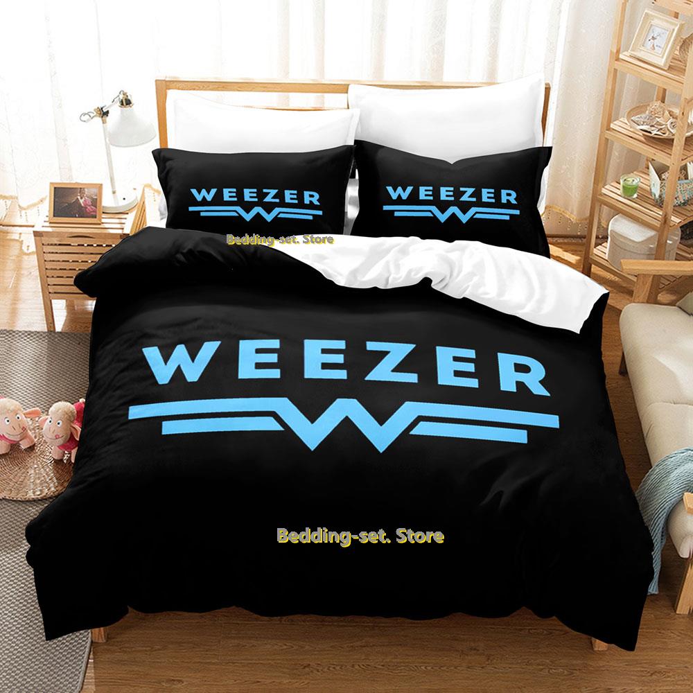Hip Hop Weezer Band Bettwäsche Set Cartoon Anime Dreiteiliges Set Erwachsener Kind Schlafzimmer Dreiteilige Anzüge 3D Kawaii Sommerdecke