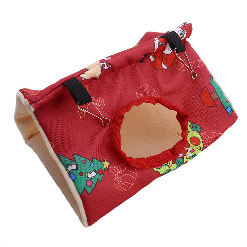 Cute Christmas Winter Warm Bird Nest House Small Pet Hanging Hammock Birds Hideaway Sleeping Bed Fuzzy for Parrot Parakeet Cockatiels