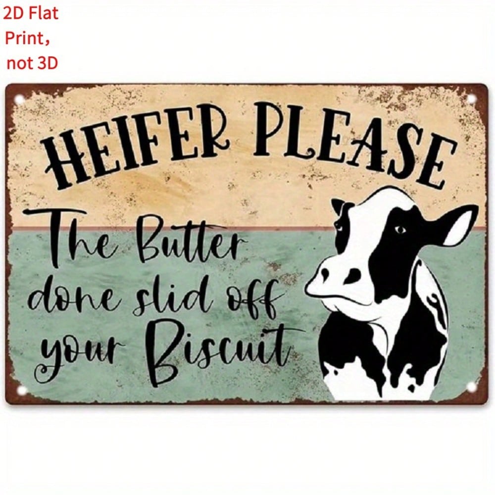 Vintage Cow Metal Tin Sign 8x12 Inch Retro Farmhouse Wall Decor Kitchen Bedroom Home Art 20x20