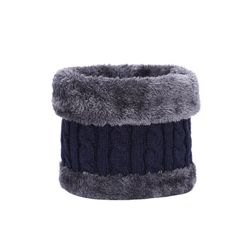 Herren einfarbig weich gestrickt Ring-Schleifenkragen Schal Winter dick Plüsch Wolle Lätzchen Männlich warm Snood Kurze Schals Kreis Halstuch