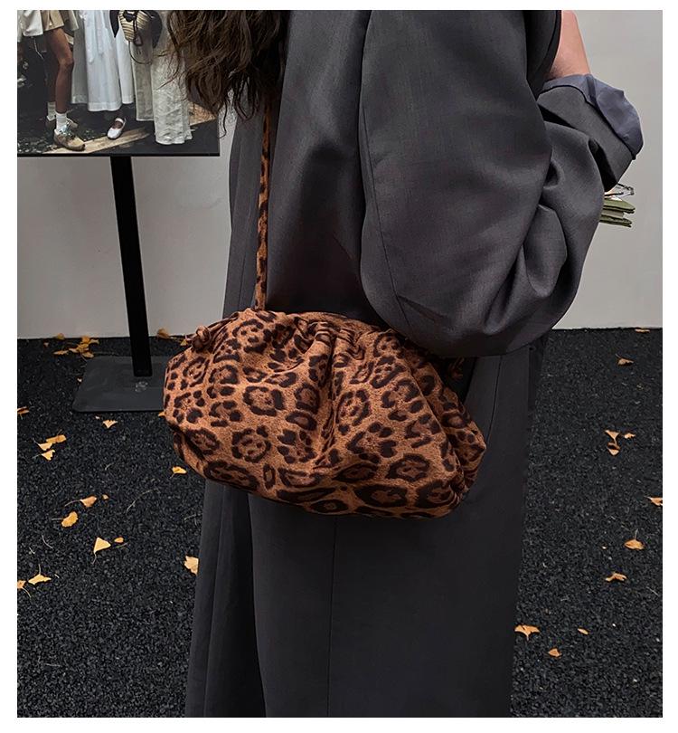 Leopard Print Pleated Cloud Shoulder Bag - Stylish Women's Crossbody Niche, New Collection