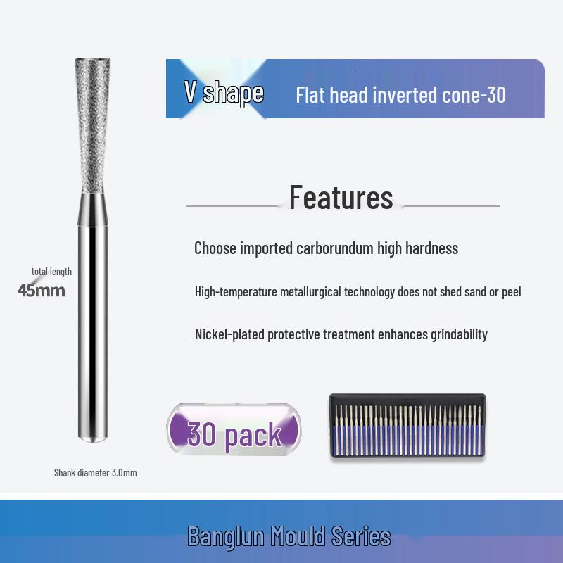 Banglun Diamond 3mm Alloy Grinding Head Set: Jade Carving, Cylindrical, Conical, Ball Needles