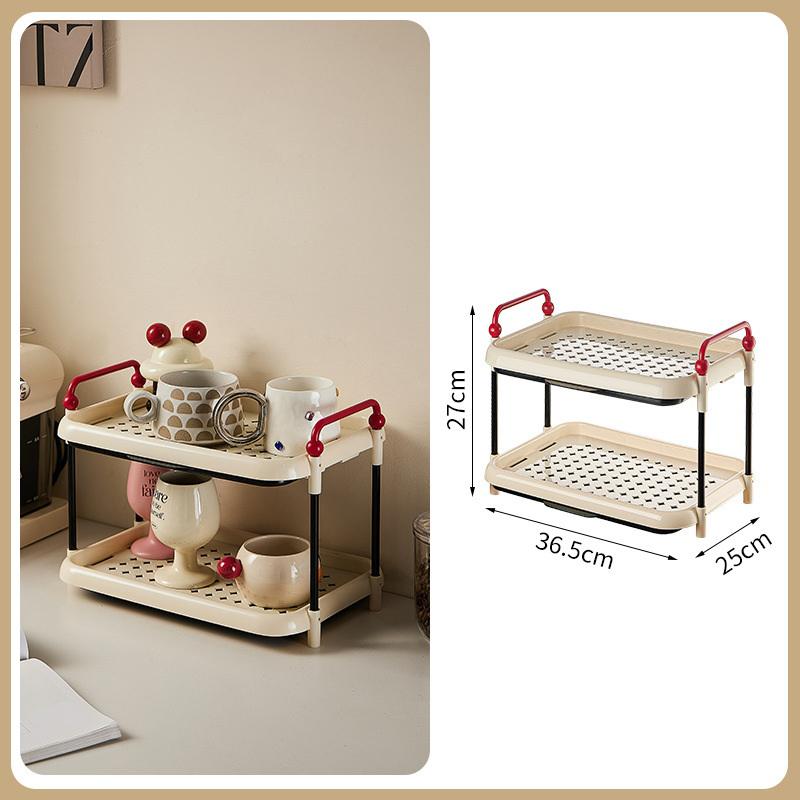 

Двухъярусная настольная полка для хранения Простая полка для хранения стаканов с водой Домашняя полка-поднос для сушки с поддоном для стока для гостиной A4