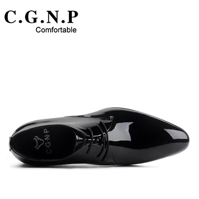 Brother Village Men's Patent Leather Lace-Up Formal Shoes – Shiny, Pointed Toe for Business or Weddings.