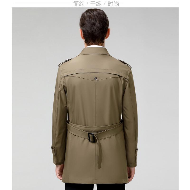 Spring and Autumn Men's Windbreaker Mid-length Business Casual Loose Large Size Middle-aged Dad Wear Thin Jacket