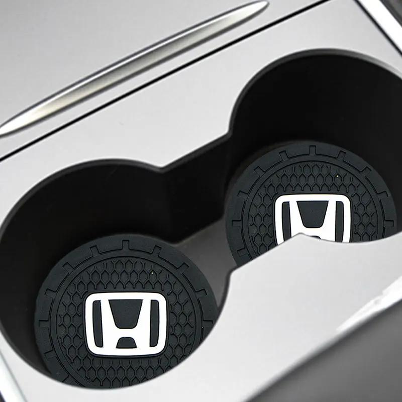 For Honda Car Logo New Cup Holder Coaster Silicone Non Slip Pad For Honda Civic Fit Jazz Accord Pilot Passport Stepwgn CRV BRV C