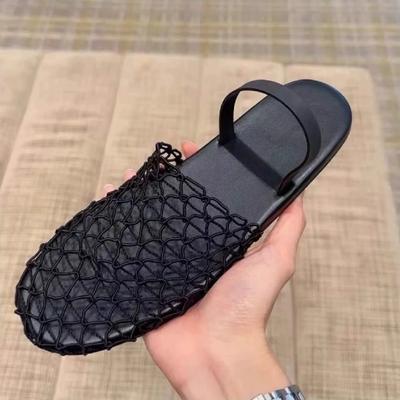 Mode Hausschuhe Damenschuhe Sommersandalen Mesh Flache Pantoletten Schwarz Lässig Sexy Niedriger Absatz Bequem Barfuß 2024 Neu Trend Breit Zehen