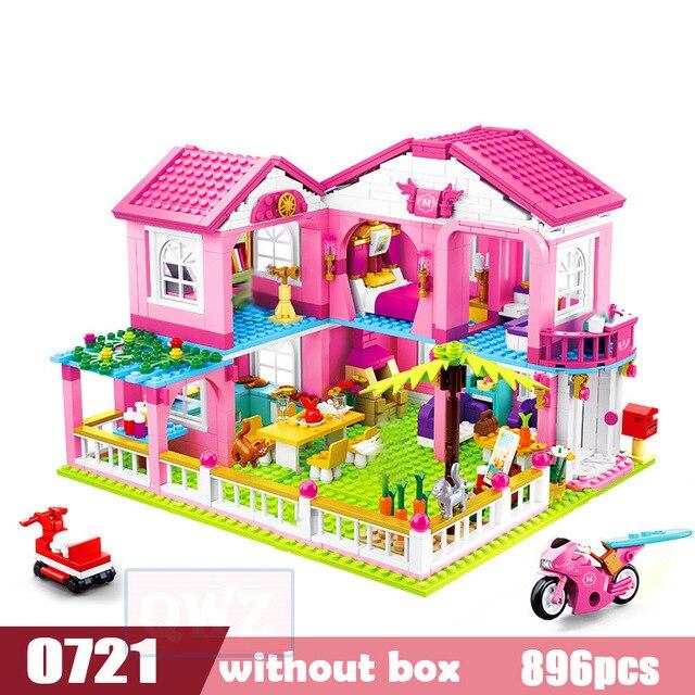 Big Garden Villa City House Building Blocks Sets Yacht Ship Castle Friends Bricks Toys Girls Christmas Gifts