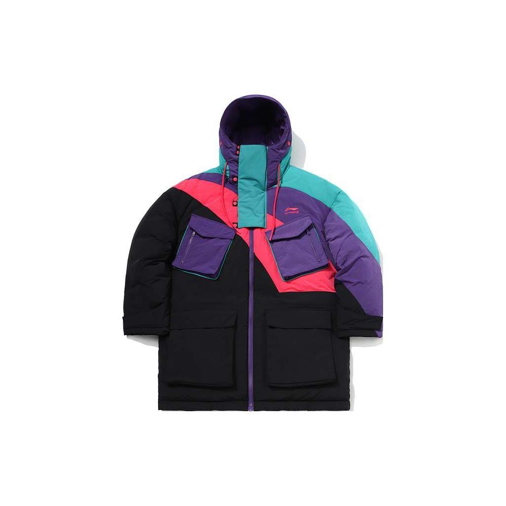 

Li Ning Color Block Brand Logo Zipper Down Jacket Men Outerwear Multicolor AYMQ159-1 XL