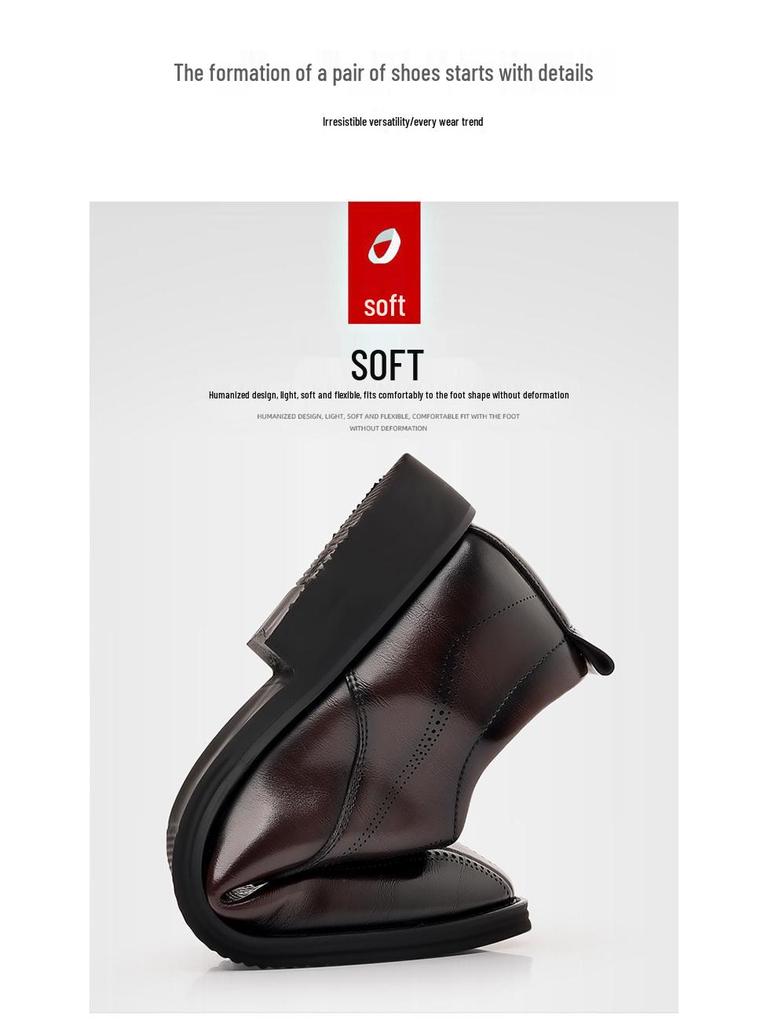 Men's British Style Brogue Leather Derby Shoes - Genuine Leather, Lace-up, Formal & Casual