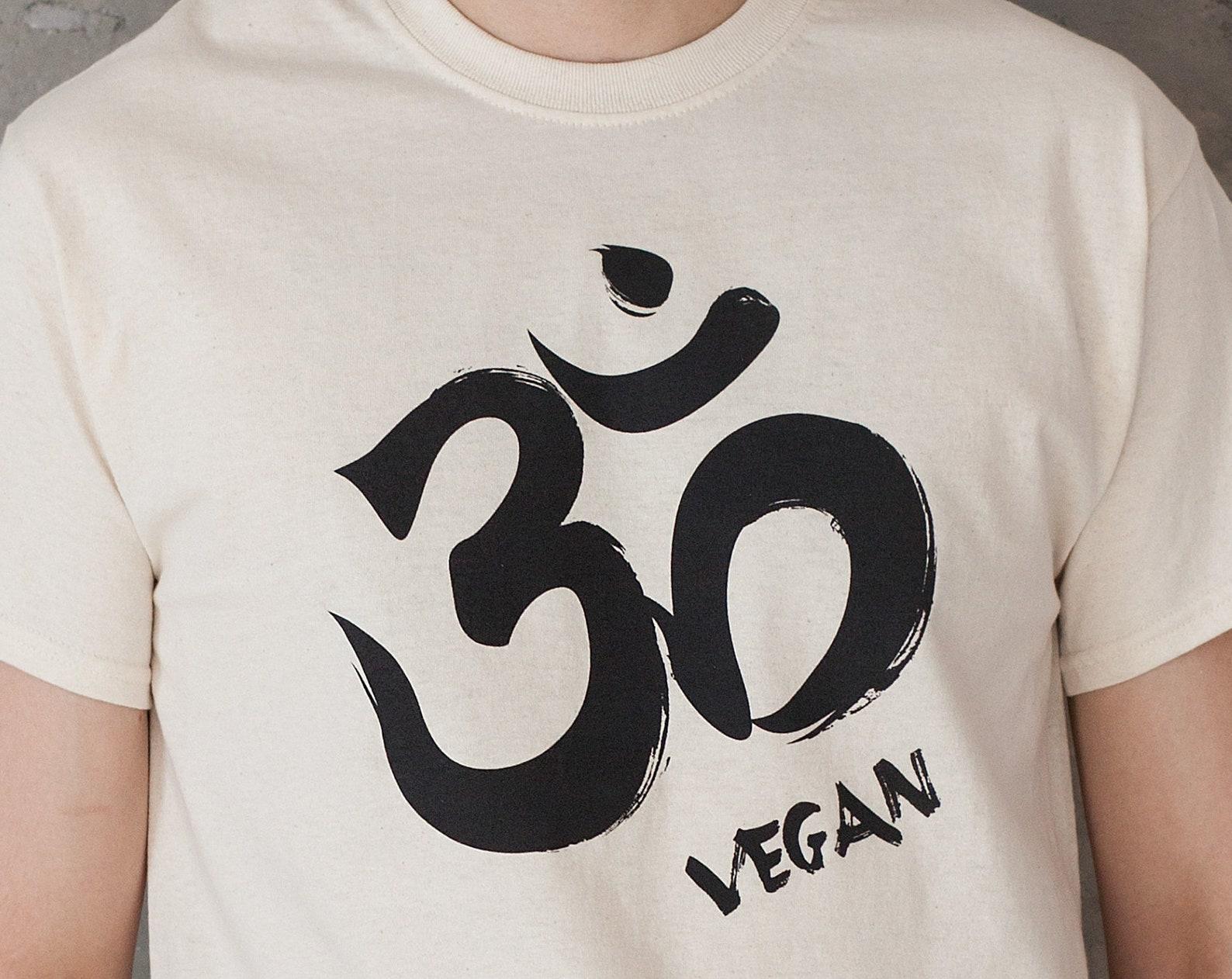 Vegan Om Symbol T-Shirt – Unisex Cotton Yoga Tee M