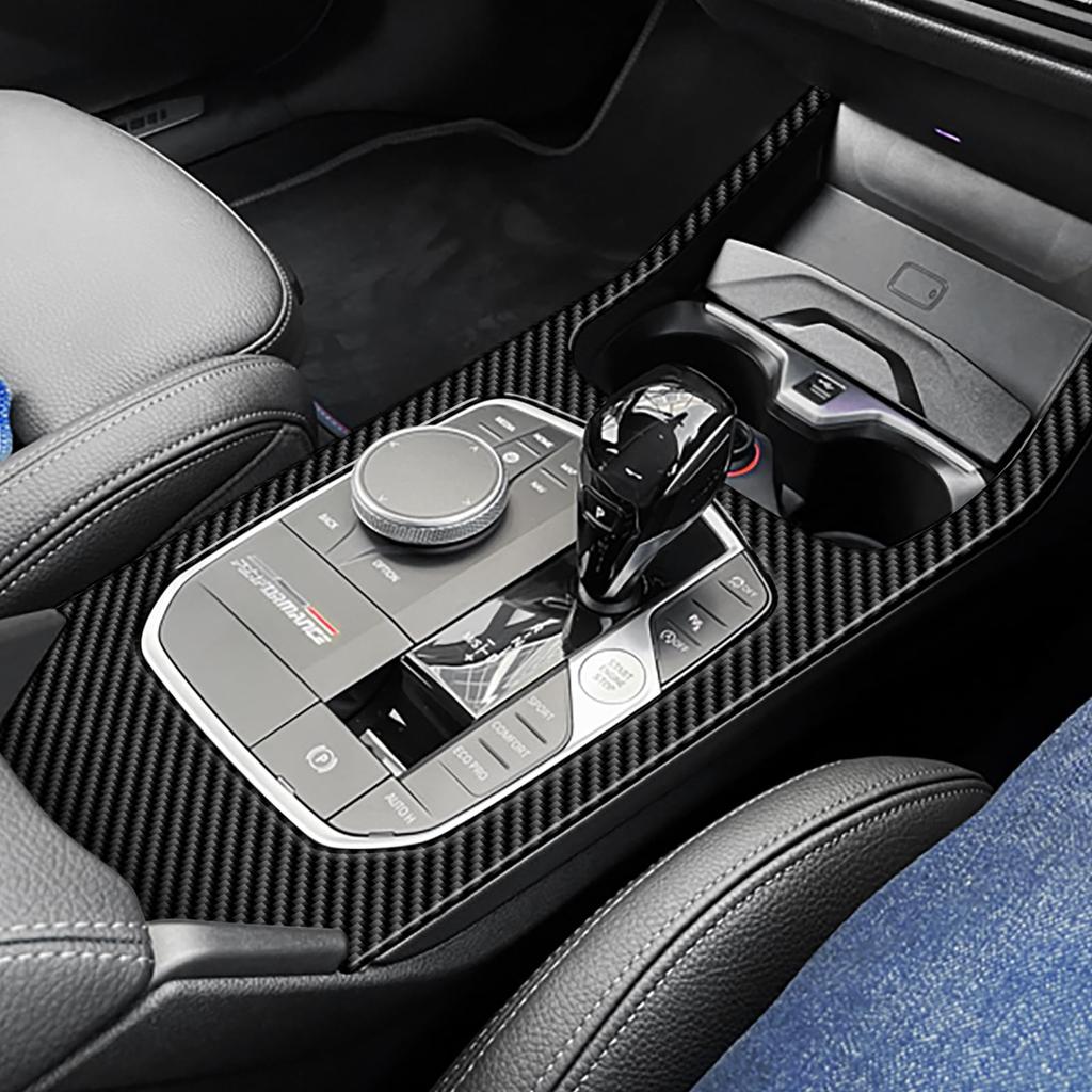 AIRSPEED Carbon Fiber Interior Gear Shift Knob Panel Trim Cover for BMW 1 Series F40 2 Series F44 Stylish and Dresses Up the Interior with Tape /