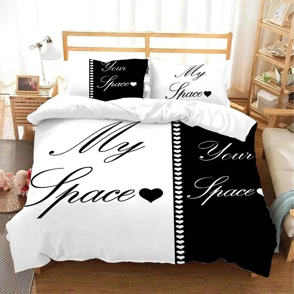 Couple's King & Queen Printed Duvet Cover Set,Romantic Heart Crown Design, And Minimalist Design for Sweetness with Elegance
