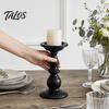 Vintage Candle Holder, Black Matte Pillar Candle Holders, Metal Heat-Resistant Candle Stand for Scented Candles And Tealights, Retro Candlestick for