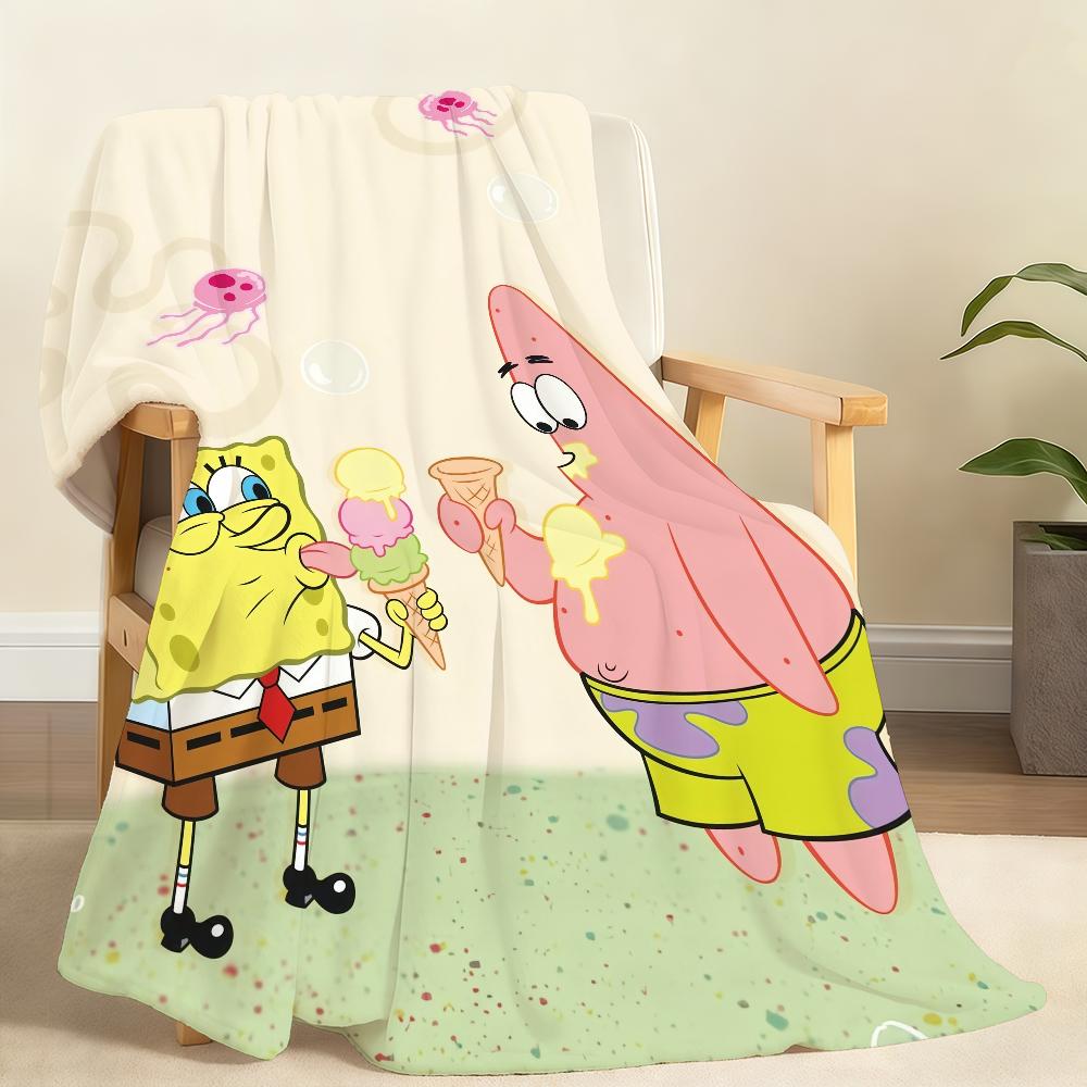 S-sponge-Bob-b cartoon Pants-s Blanket Throw Super Cosy Plush Living Room Sofa Couch Childish Birthday Gifts S-square- cute