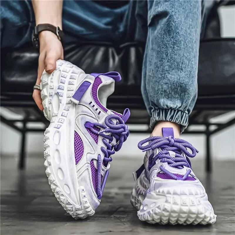 2026 Summer New Men's Shoes Retro Style Dad Shoes Trendy Light Luxury Thick Soled Sports Shoes